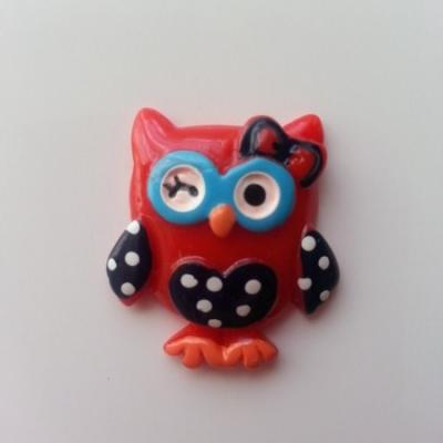 Cabochon en résine  hibou rouge et bleu marine 25*30mm