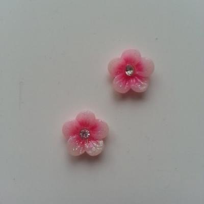 Lot de 2 fleurs  avec strass au centre 12 mm rose pâle