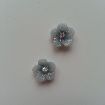 Lot de 2 fleurs  avec strass au centre 12 mm noir