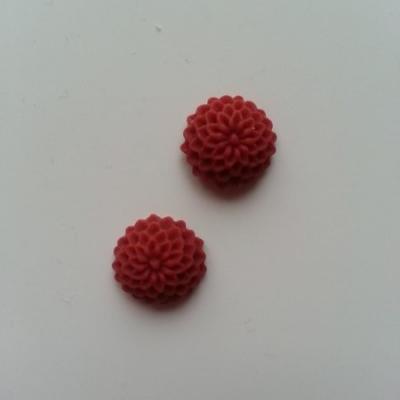 lot de 2 fleurs en résine bordeaux 12mm