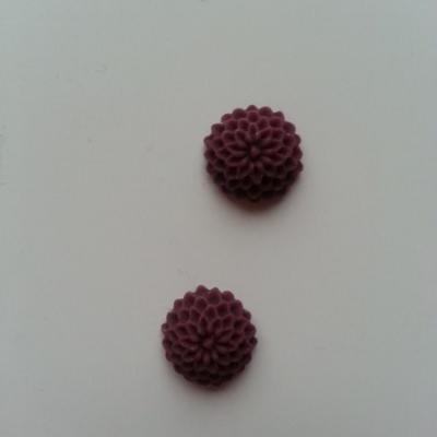 lot de 2 fleurs en résine prune 12mm