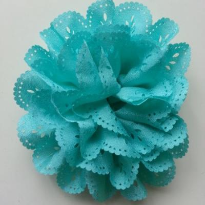 fleur dentelée en tissu vert  10cm