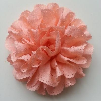 fleur dentelée en tissu pêche   80mm