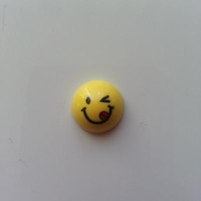embellissement en résine sourire smiley  jaune 15mm