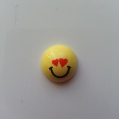 embellissement en résine sourire smiley  jaune 15mm