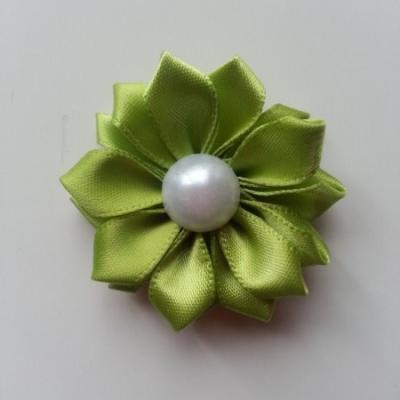 fleur satin demi perle  35mm vert