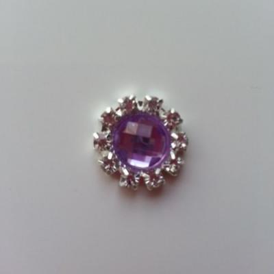 Embellissement strass mauve et argenté 14mm