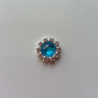 Embellissement strass bleu turquoise et argent 14mm