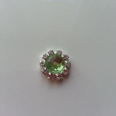 Embellissement strass vert et argent 14mm