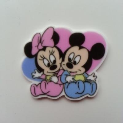 Cabochon plat en résine  minnie et mickey  baby  32*38mm