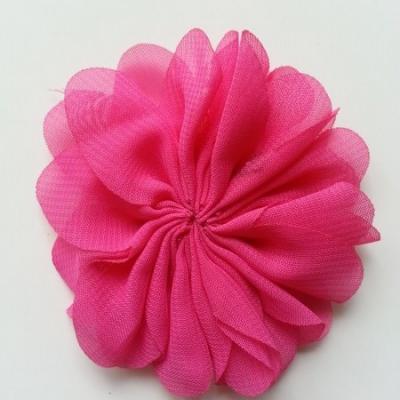 fleur en tissu mousseline rose fuchsia   70mm