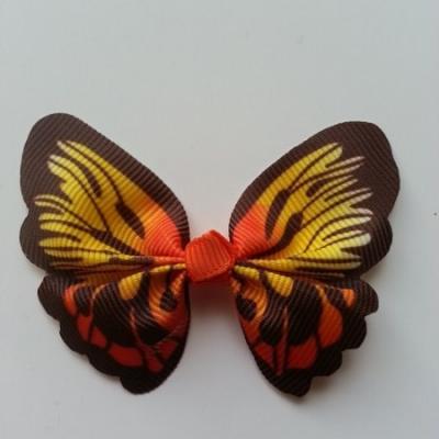 Noeud en tissu imitation papillon 57*52mm marron , orange et jaune