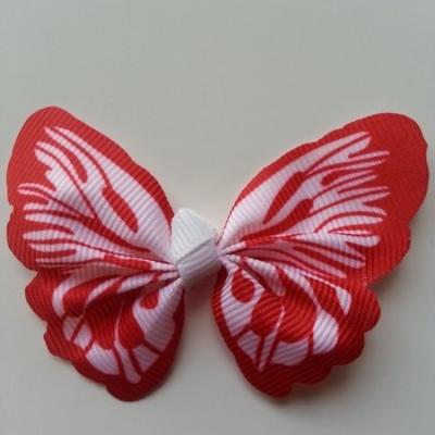 Noeud en tissu imitation papillon 57*52mm blanc et rouge