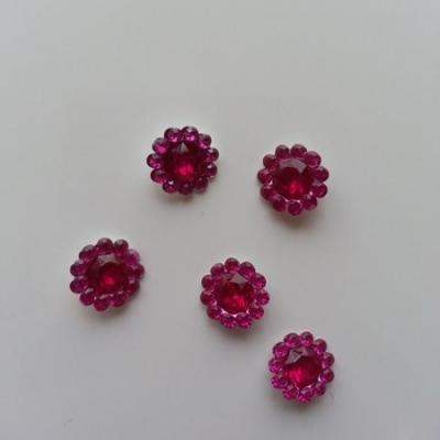 lot de 5  strass ronds  12mm rose fuchsia