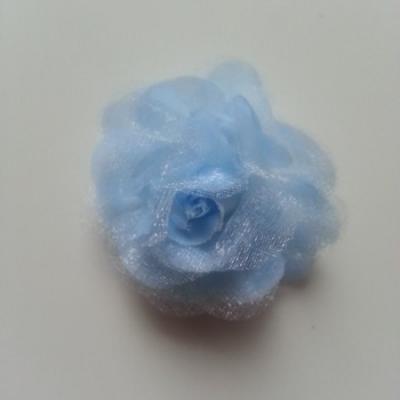 Fleur  en tissu bleu 45mm