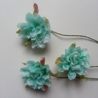 lot de 3 fleurs artificielles en tissu sur tige vert pastel