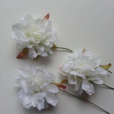 lot de 3 fleurs artificielles en tissu sur tige ivoire