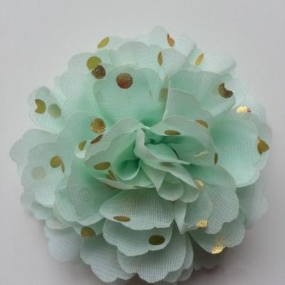 fleur en mousseline à pois doré vert  pastel10cm