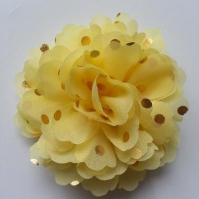 fleur en mousseline à pois doré jaune 10cm