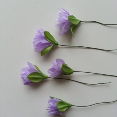 lot de  5 fleurs artificielles en tissu mauve sur tige