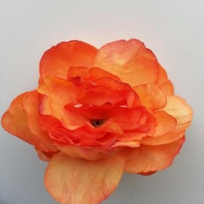 fleur tissu pivoine orange 50mm