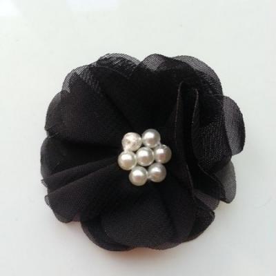 fleur mousseline centre perle 55mm noir