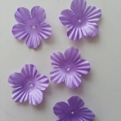 Lot de 5 fleurs en tissu  35mm mauve