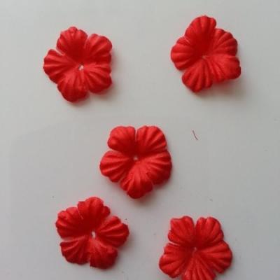 Lot de 5 fleurs en tissu  30mm  rouge