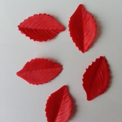 Lot de 5 feuilles en tissu  30*15mm rouge