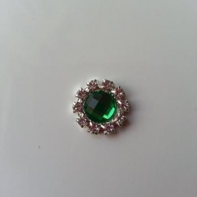 Embellissement strass vert et argent 14mm