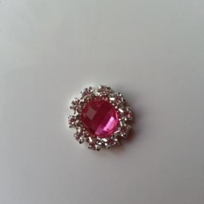 Embellissement strass rose et argenté 14mm