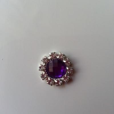 Embellissement strass violet et argent 14mm