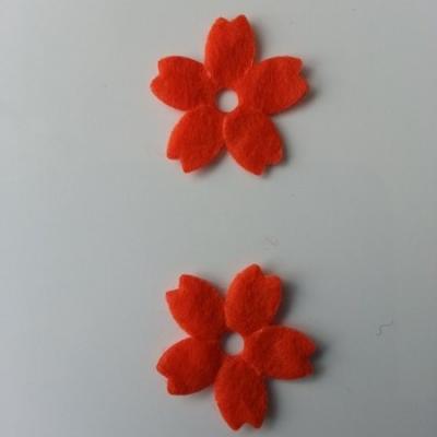 Lot de 2 fleurs en feutrine   25mm orange