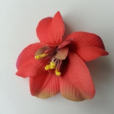 Orchidée  en tissu   70mm rouge et marron