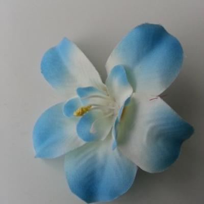Orchidée  en tissu   70mm bleu