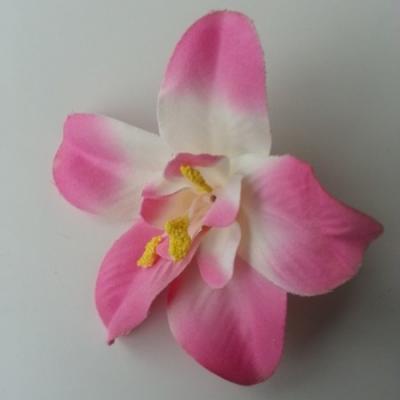 Orchidée  en tissu   70mm rose et ivoire