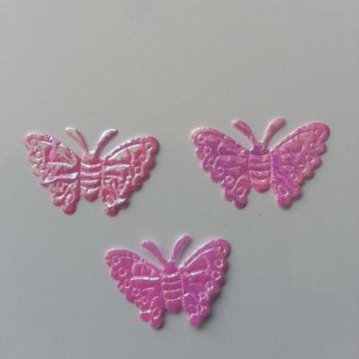 Lot de 3 papillons  en tissu irisé    32*21mm rose