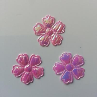 Lot de 3 fleurs  en tissu irisé    22mm rose