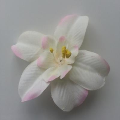 Orchidée  en tissu   70mm rose et ivoire