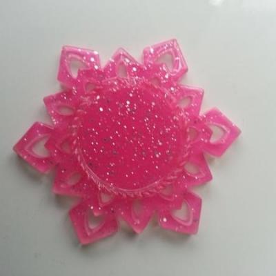 Support pour cabochon de 25mm  étoile en résine pailletée rose