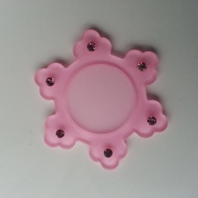 support pour cabochon  de 25mm en résine dos plat   etoile strass rose