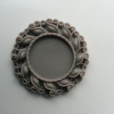 Support pour cabochon  de 25mm  en résine  42mm gris