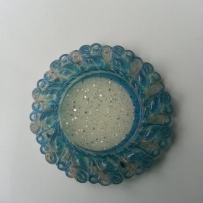 Support pour cabochon  de 25mm  en résine  42mm bleu pailleté