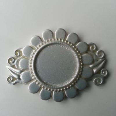 Support pour cabochon de 25mm  en résine dos plat gris argenté