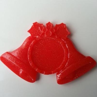 support pour cabochon  de 25mm en résine dos plat rouge cloche noel