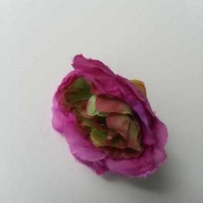 fleur tissu pivoine prune et vert  40mm