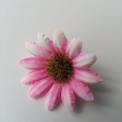 fleur marguerite artificielle en tissu 45mm rose et blanc