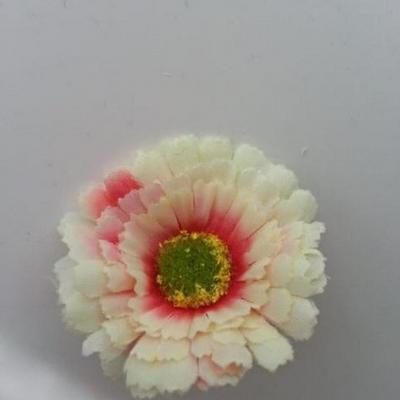 fleur artificielle gerbera en tissu ivoire et rose 50mm