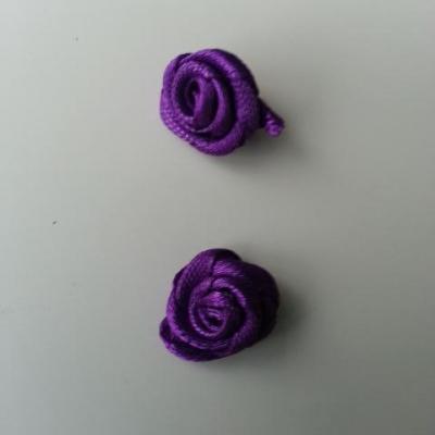 Lot de 2  minis roses en satin 10 à 15mm violet