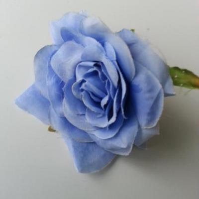 rose artificielle  en tissu bleu 70mm